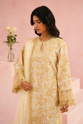 Arbor | 3PC Unstitched Suit Embroidered Lawn Floral Charm By Afrozeh